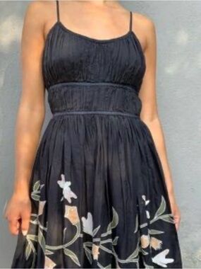 Lithe black Cotton & Silk embroidered dragonfly dress size 0